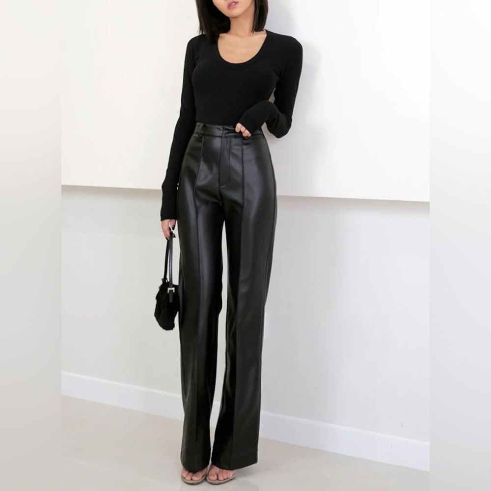 High Waist Faux Leather Pants-BRAND NEW